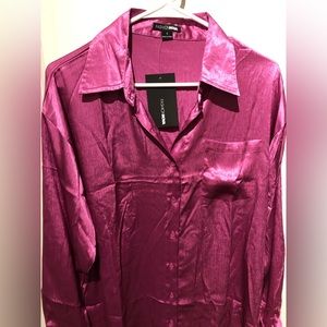 Pink-Purple Oversized Satin Shirt